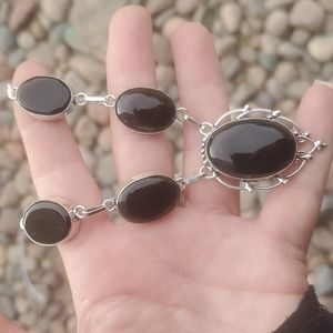 New Black Onyx 925 Silver Necklace.